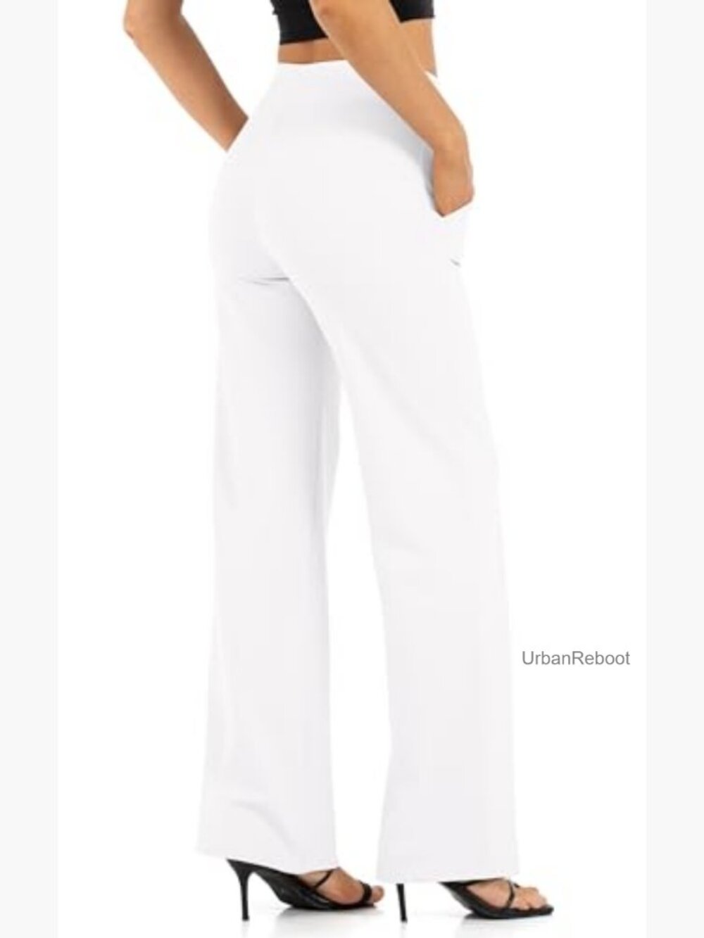 High Waisted Wide Leg Yoga Pants with Pockets Palazzo Lounge Sweatpants - Picture 2 of 7